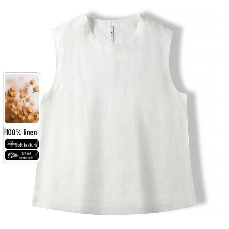 Snowflying Women s 100% Linen Sleeveless Vest EU 38