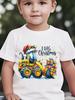 T-shirt d'été pour enfants mode Noël "I DIG CHRISTMAS" Imprimé Casual Extérieur Haut Parent-Enfant
