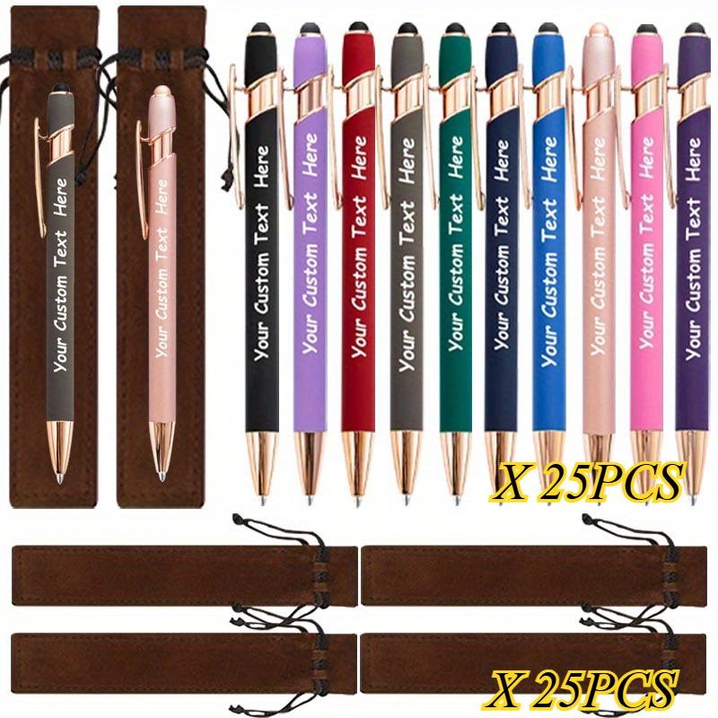 25Sets Customizable Ballpoint Pens Luxury Soft Touch round Writing Tools with Brown Cases - Includes 25 Pens And 25 Brown Bags