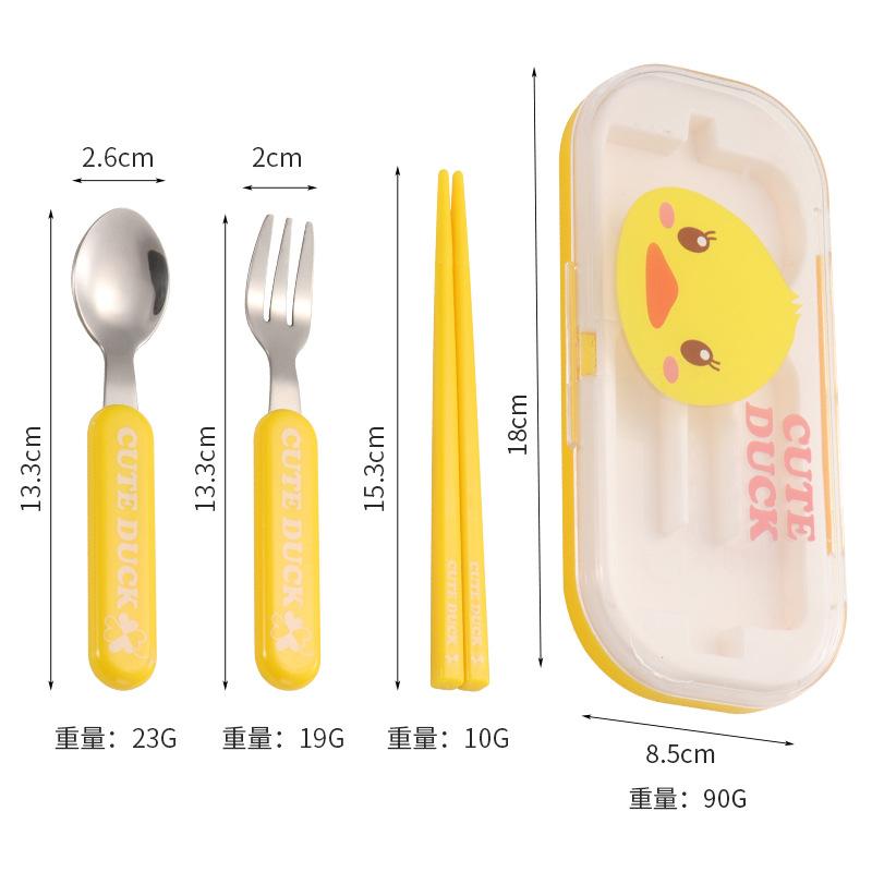 Cartoon Baby Cutlery Set Spoon Fork Chopsticks Dinnerware Sets Baby Tableware Stainless Steel Eco-Friendly Home School