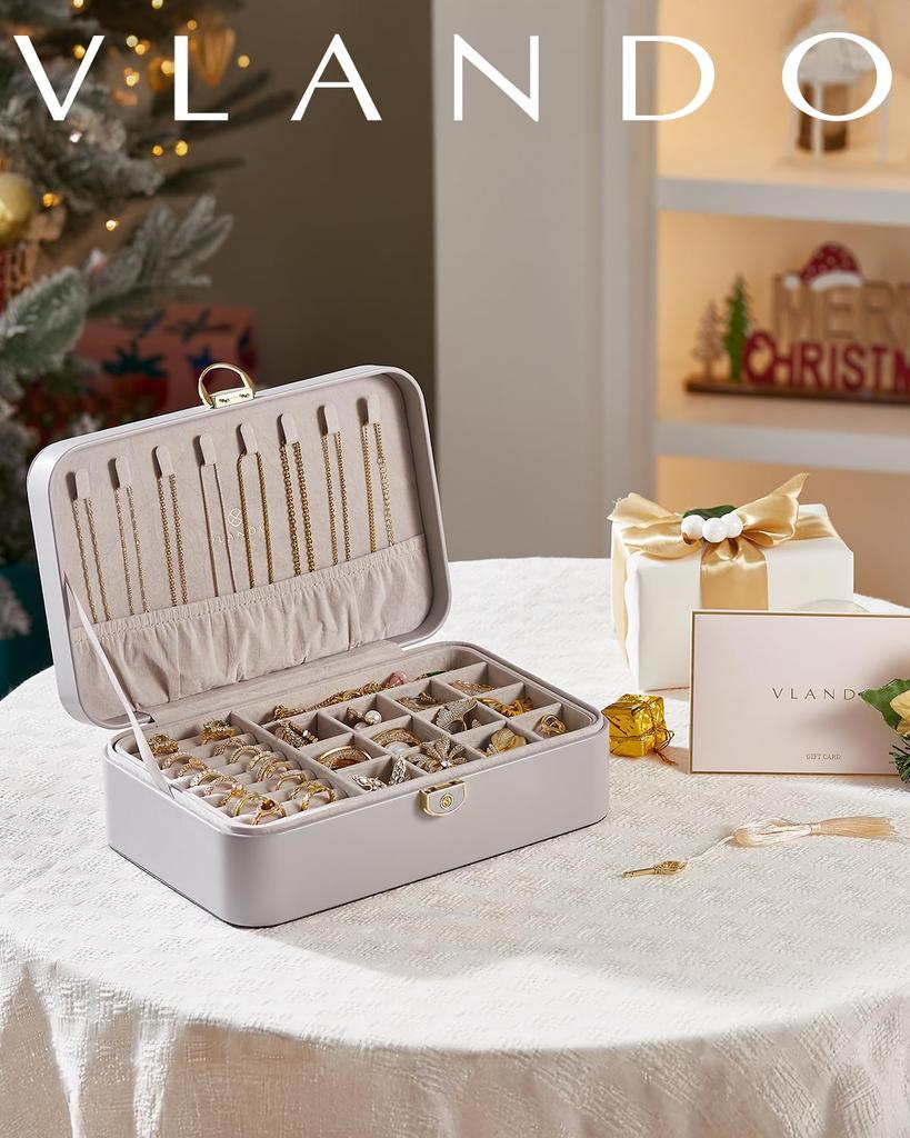 Vlando Jewelry Stylish Large Locked Accessory Storage Jewelry Storage Jewelry Mini Carrying For Birthday Case, Drawer, Capacity, Box, Organizer,