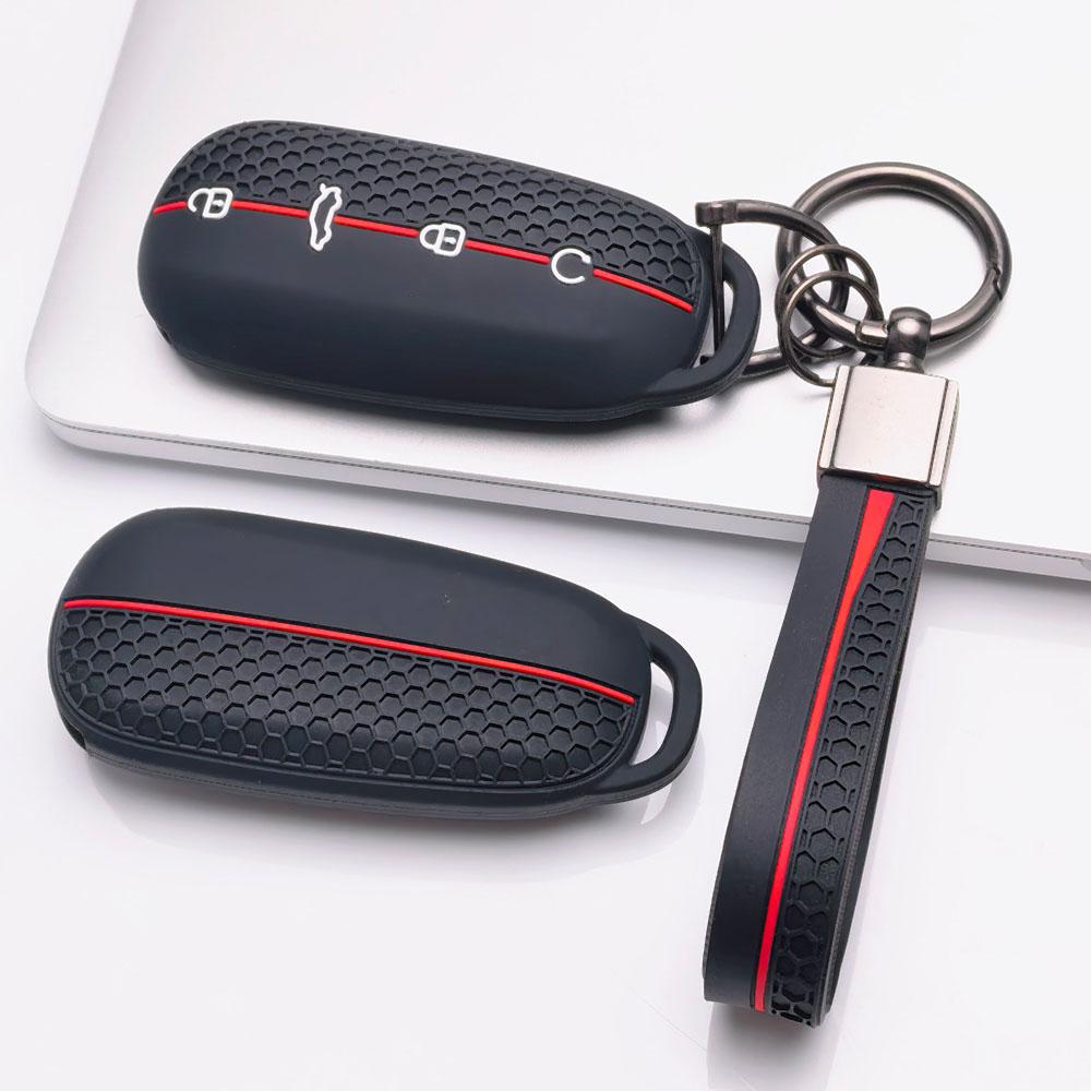Key Case Cover for Chery Omoda C5 Tiggo with Keychain Anti-Scratch Guard Shockproof Protection Soft Grip Texture Responsive Button Touch