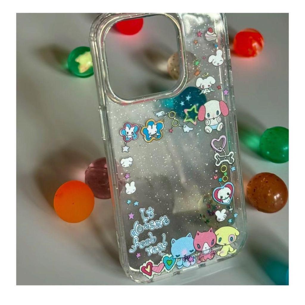 Glitter Star Animal Apple Phone Case for 15PM/14/13/12/XR/XSMAX/8P – Soft Transparent Shell
