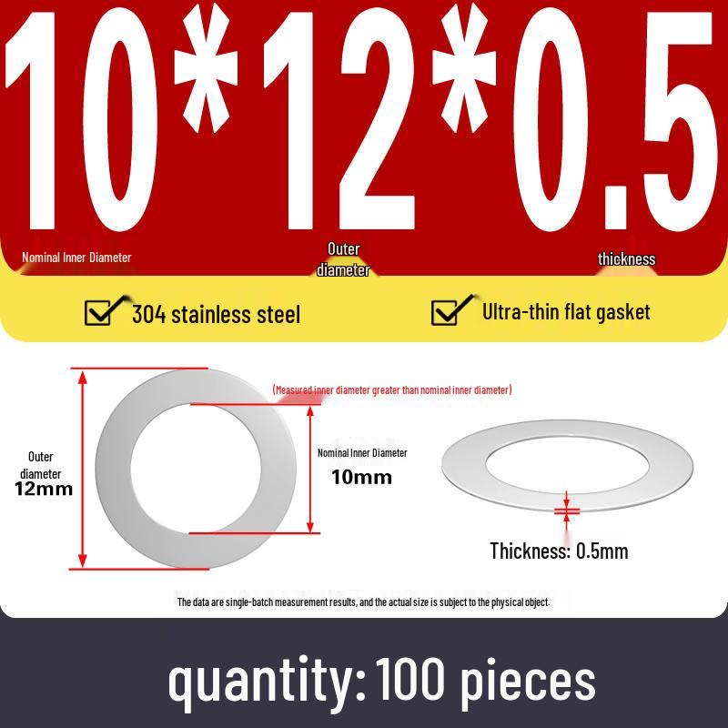 Plochá podložka z nerezové oceli 304 pro nastavení vůle hřídele (0,1/0,2/0,3 mm)