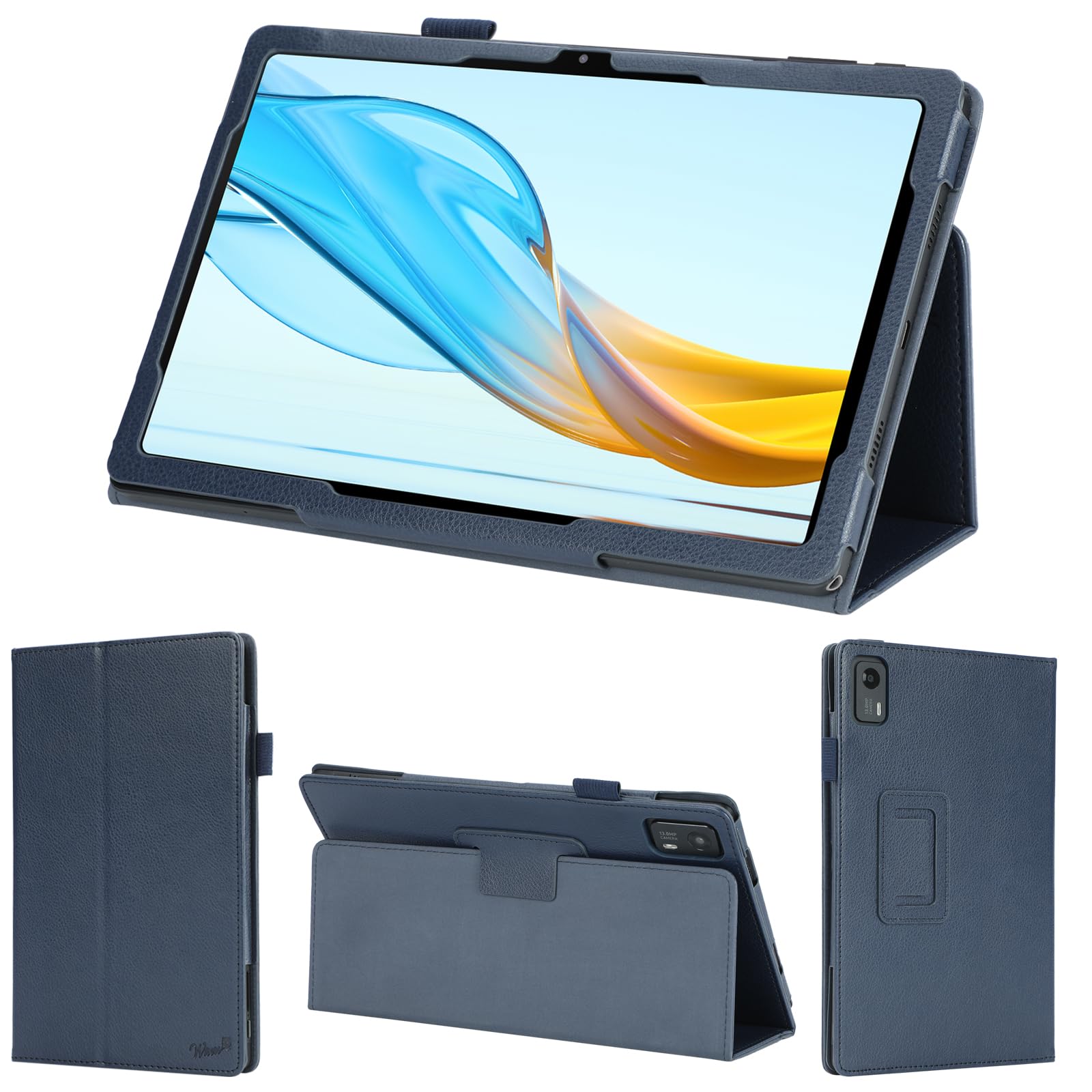 Чехол для планшета wisers Aiwa Tab AG10 (Темно-синий) Совместимо с 10,3-дюймовыми планшетами (Включает Защитную пленку для экрана/Тип подставки) Чехол для планшета 2024 Новый Модель