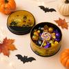 Urlaubssouvenir-Verpackung Halloween Runde Blechdose, Süßigkeiten-Keks-Aufbewahrungsbehälter mit Kürbis-Hexe Dekorativer Metall-Organizer Druck, Gruselig