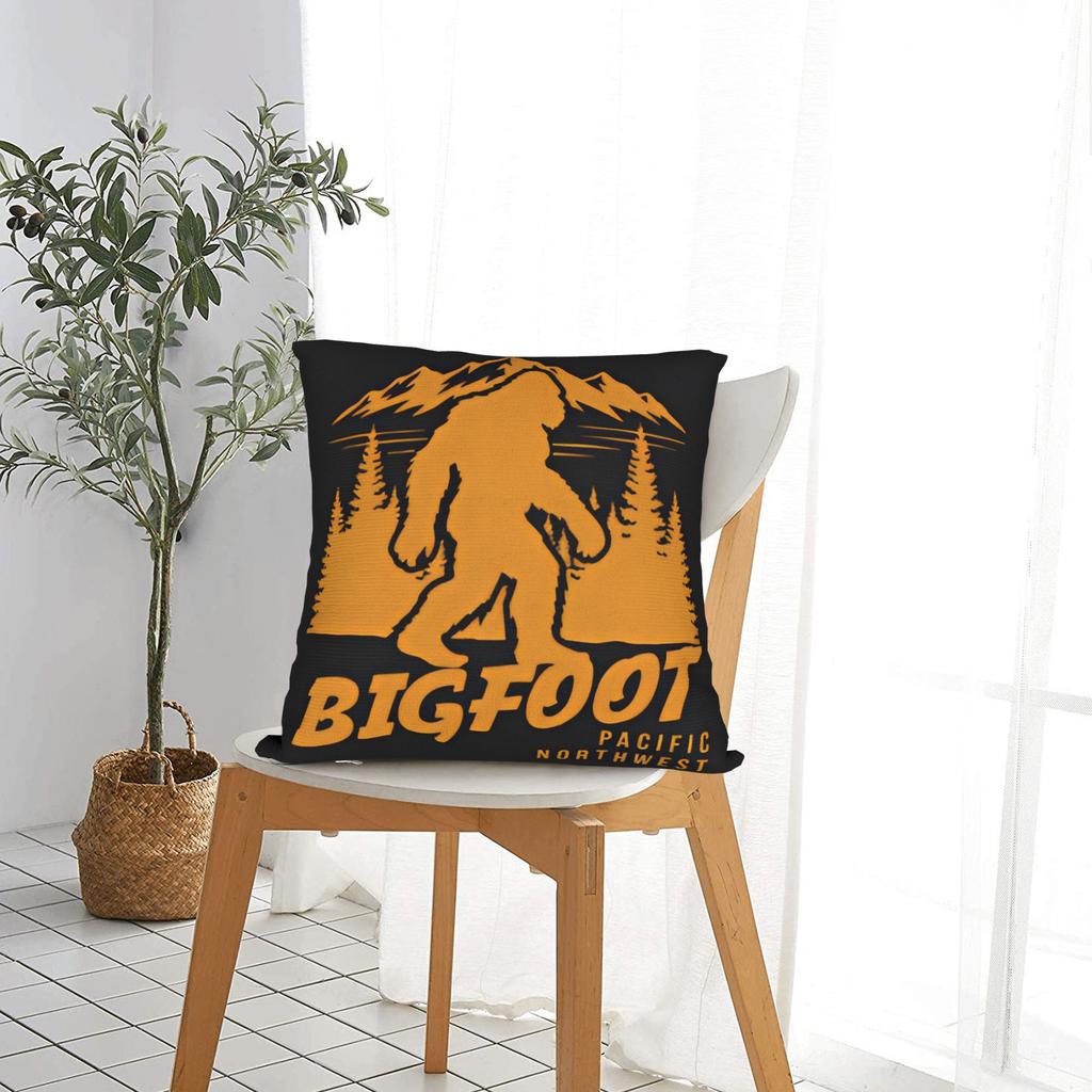 Bigfoot Hiking Illustration Printed Pillow Case Square Pillow Cover For Sofa Car Home Decor Vintage Pillowcases