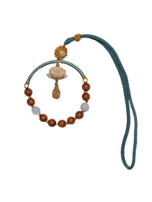 Pandachilla Car Rearview Mirror Ornament, Car Decoration, Room Decoration, Lotus Flower, Traditional Sandalwood Bag Charm, Keychain (Lotus Flower)