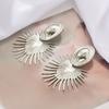 Fashion Exaggerated Oval Sun Hanging Ear Clip for Women Big Personality Statement Earrings Without Pierced Jewelry Accessories
