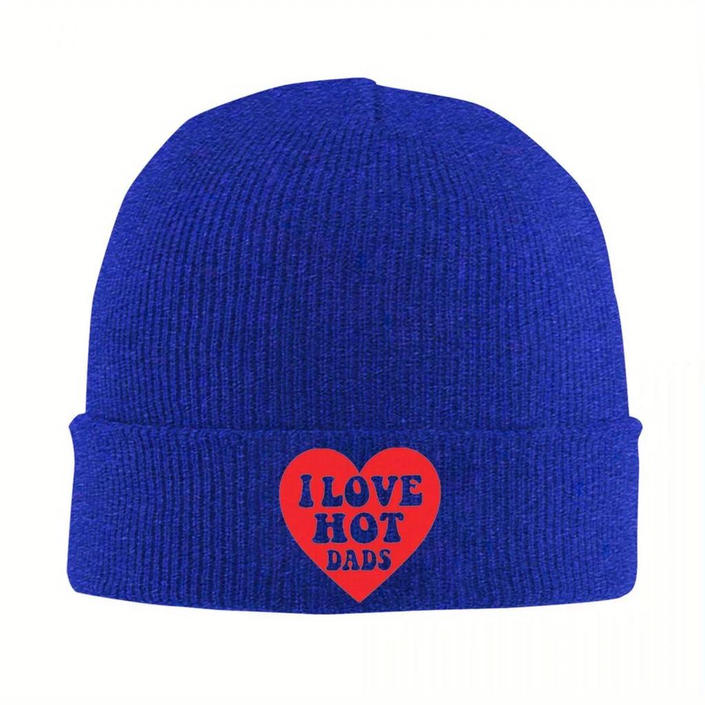 New I Love Hot Dads Knitted Hat Beanie Autumn Winter Hat Warm Casual Caps For Unisex Women