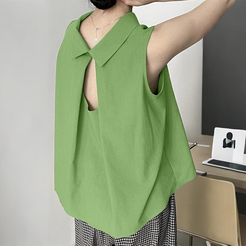 

ZANZEA Женские летние повседневные топы-майки без рукавов с круглым вырезом и свободного кроя 2XL зелёный