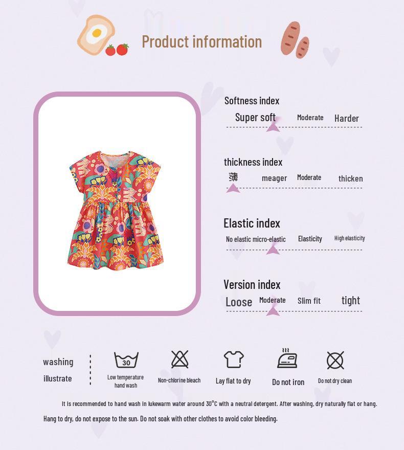 Girls' Cartoon Princess Dress - Cotton Short Sleeve Summer Fashion