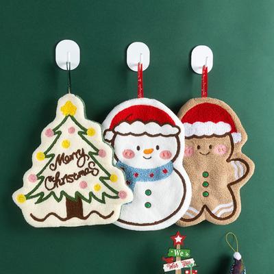 Toalla de Mano Navideña de Dibujos Animados Muñeco de Nieve Paño de Limpieza de Vellón Coral Paño de Limpieza Suministros de Decoración para Fiesta de Navidad y Año Nuevo en Casa