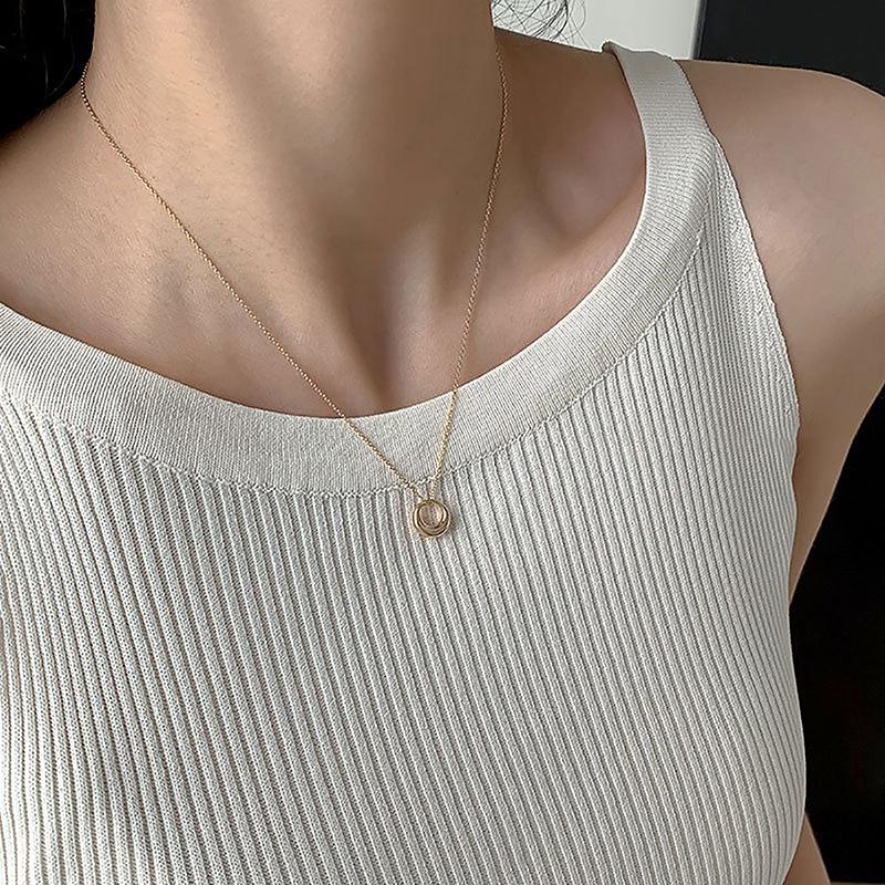 Circle Pendant Necklace Women Jewelry Banquet Party Couple Gift Wedding Necklace