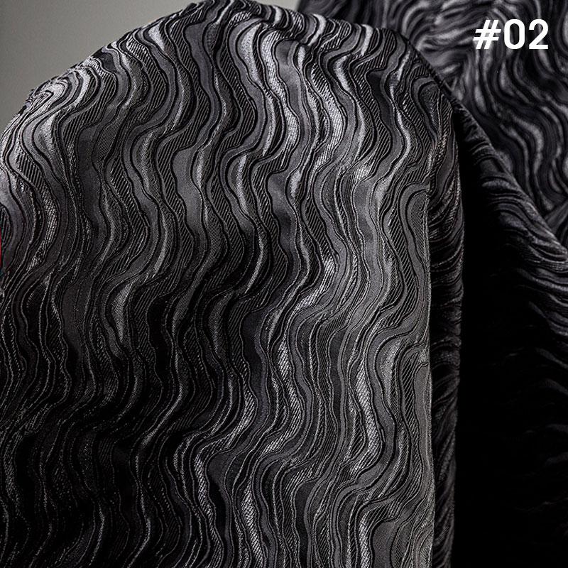 Heavy Embroidery Jacquard Fabric Layer Wave Texture Irregular Relief Pattern Designer Fabric For Diy Coat Jacket Clothing
