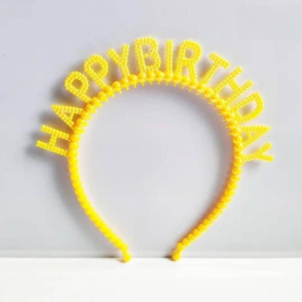 New Pearl Hair Band Happy Birthday English Letter Headband Children's Birthday Party Jewelry Gift Hair Accessories for Girls
