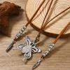 Fashionable Turquoise Butterfly Pendant Necklace Lightweight PU Alloy Neckchain Jewelry For Women Casual Wear