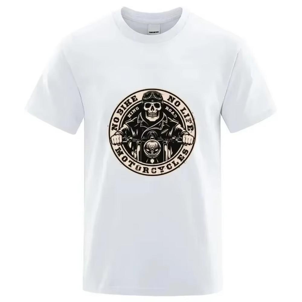 Lebka Tričko s krátkým rukávem Motorkářský závislák Píst Hip Hop Bavlněné tričko Pánské tričko Cool trička Harajuku Móda Streetwear