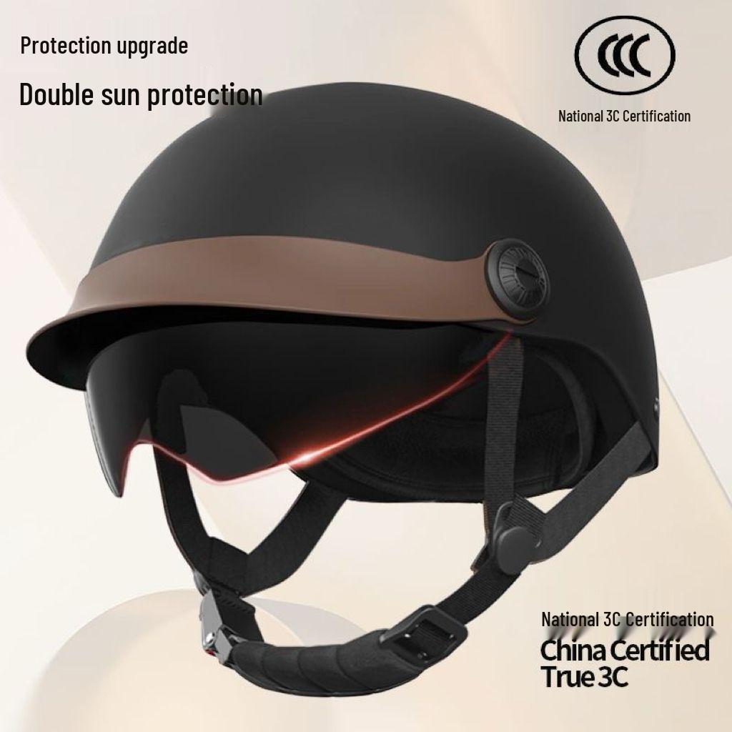 Certified Electric Vehicle Summer Sun Protection Retro Half Helmet for Men & Women
