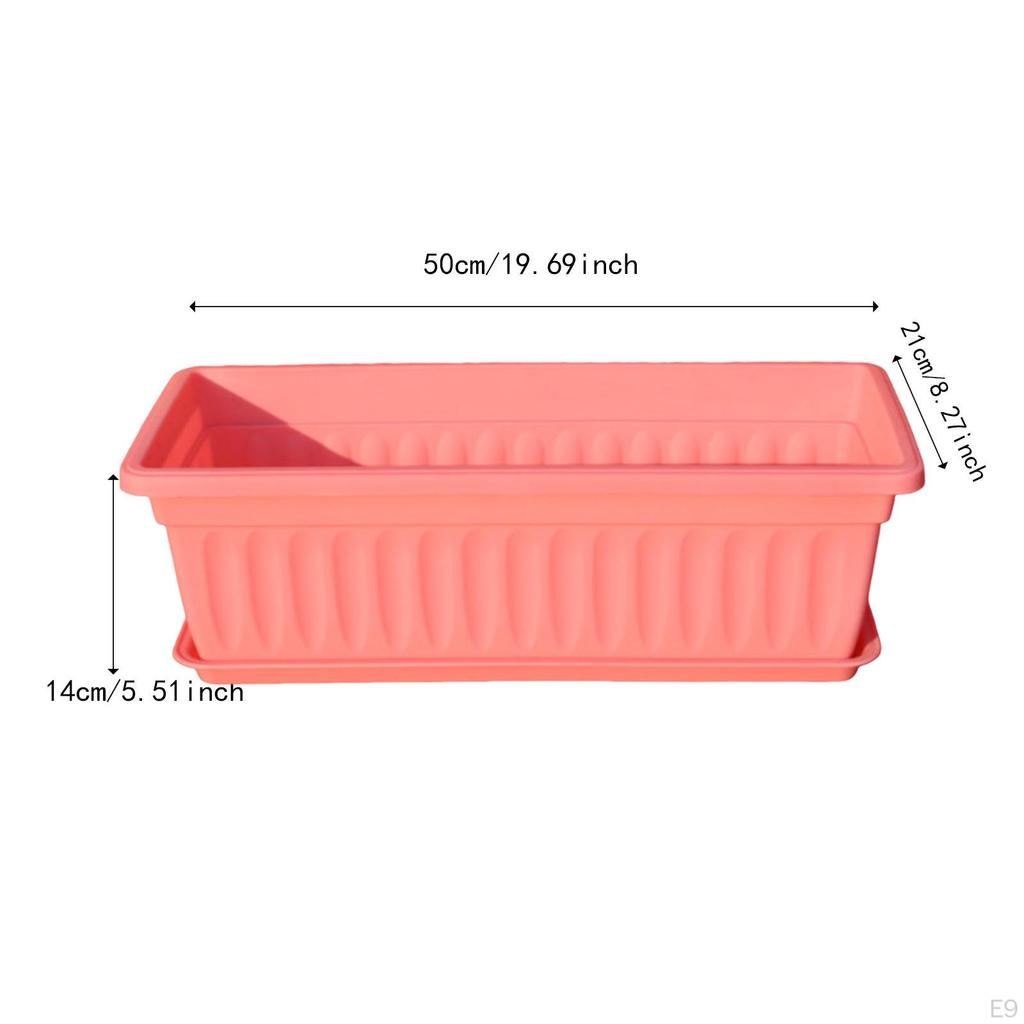 Flower Pot Window Box Planter Decoration with Saucers for Gardening Nursery Entrance Railing Outside