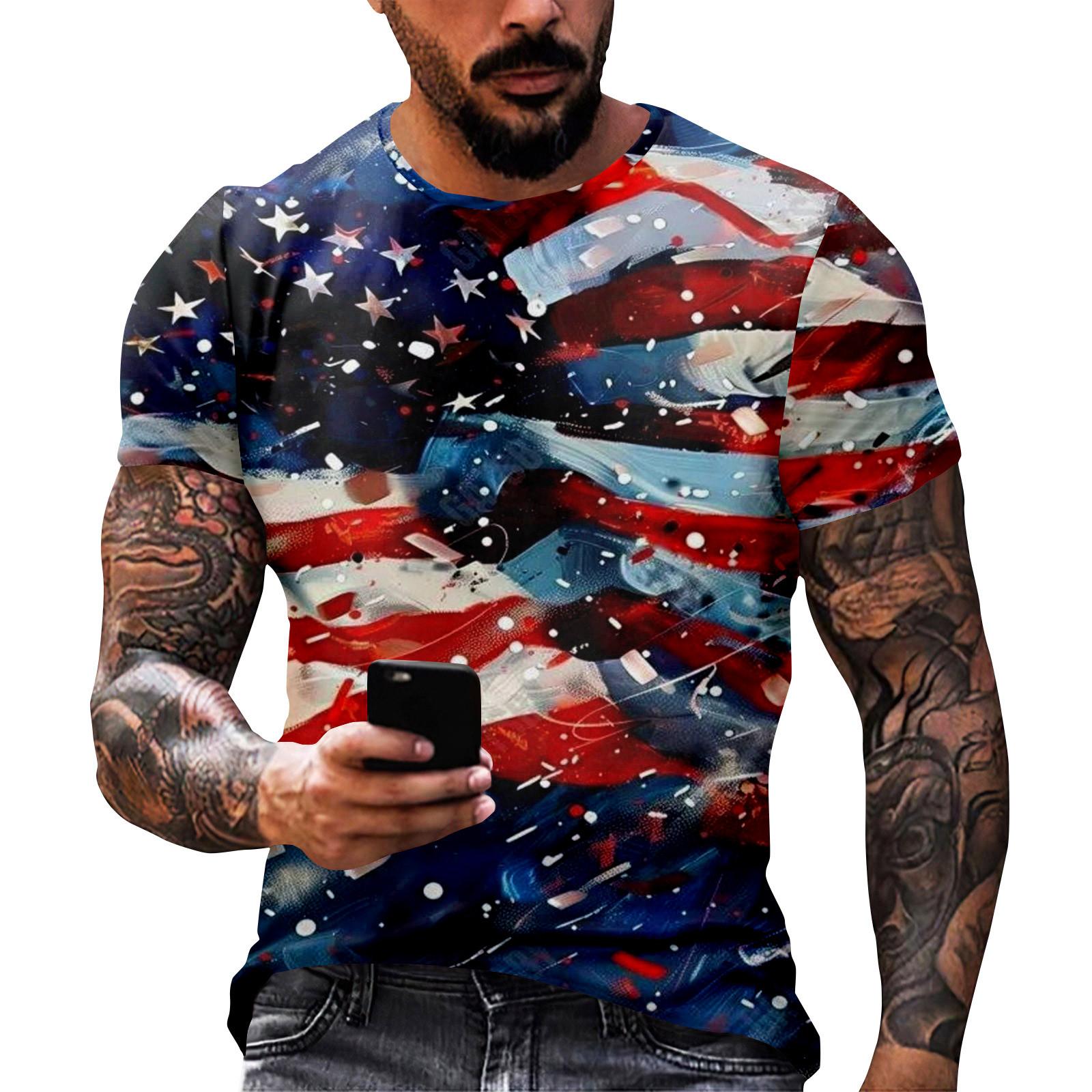 

Принт «День независимости» — мужская повседневная футболка с круглым вырезом и короткими рукавами S