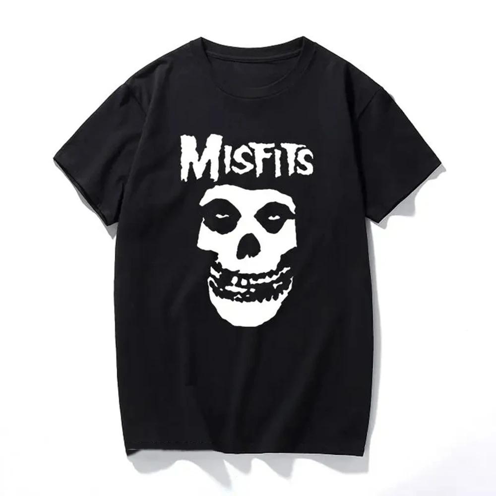 

New Woman HipHop Style Punk Skull Misfits Printed ShortSleeve TShirt Cool Design Female Summer Basic Tops Clothing S