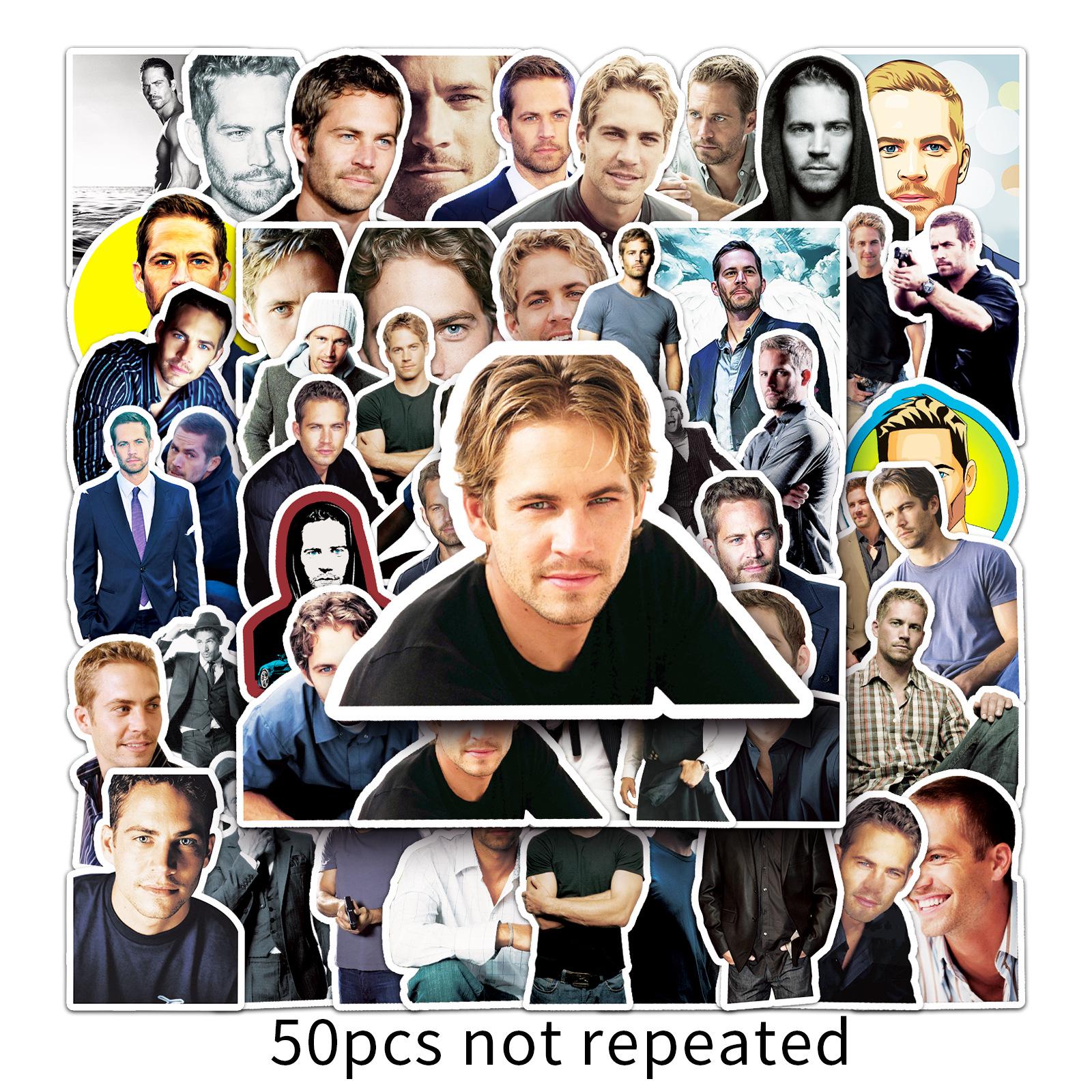 Paul Walker Graffiti Stickers: 50-Pack Waterproof Celebrity Suitcase & Laptop Stickers