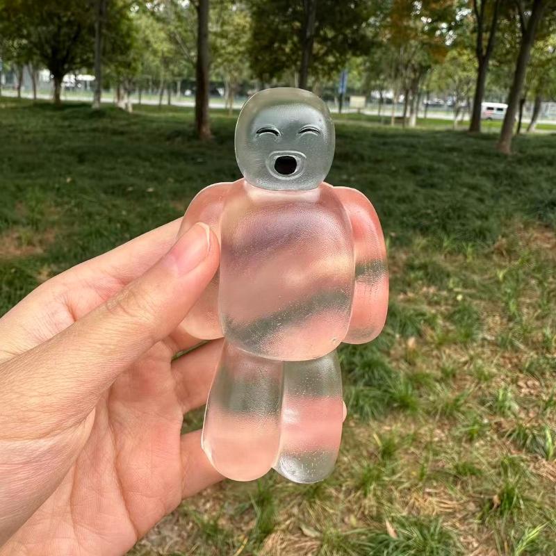 Squishy Transparent Jelly Robot Squeeze Toy Cute Super Soft Slow Rebound Water Sense Cartoon Toy Kawaii Stress-relieving Gift
