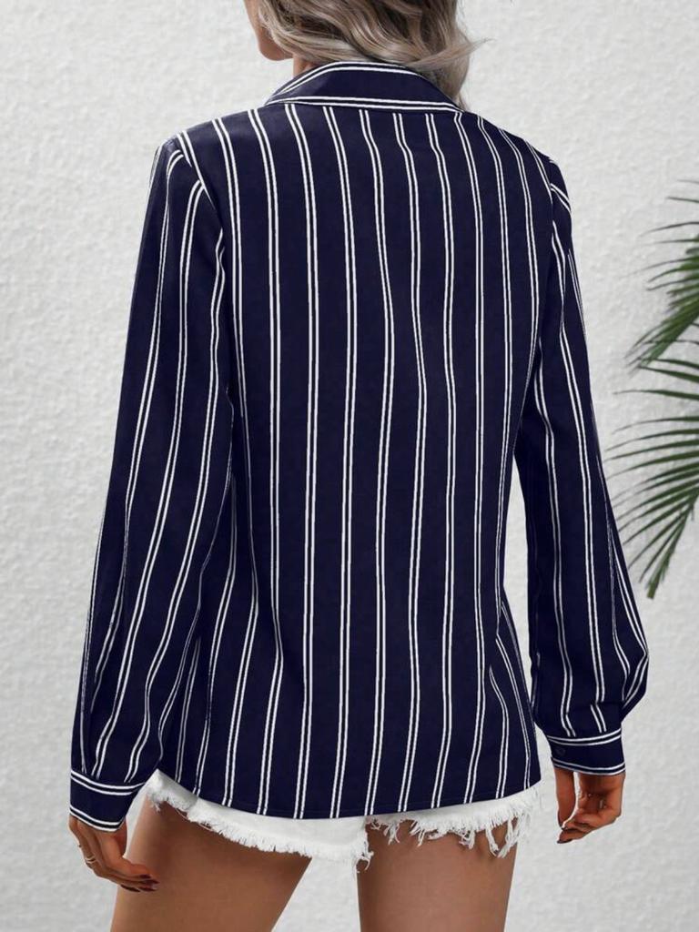 Summer Oversized Striped Shirt for Women Long Sleeve