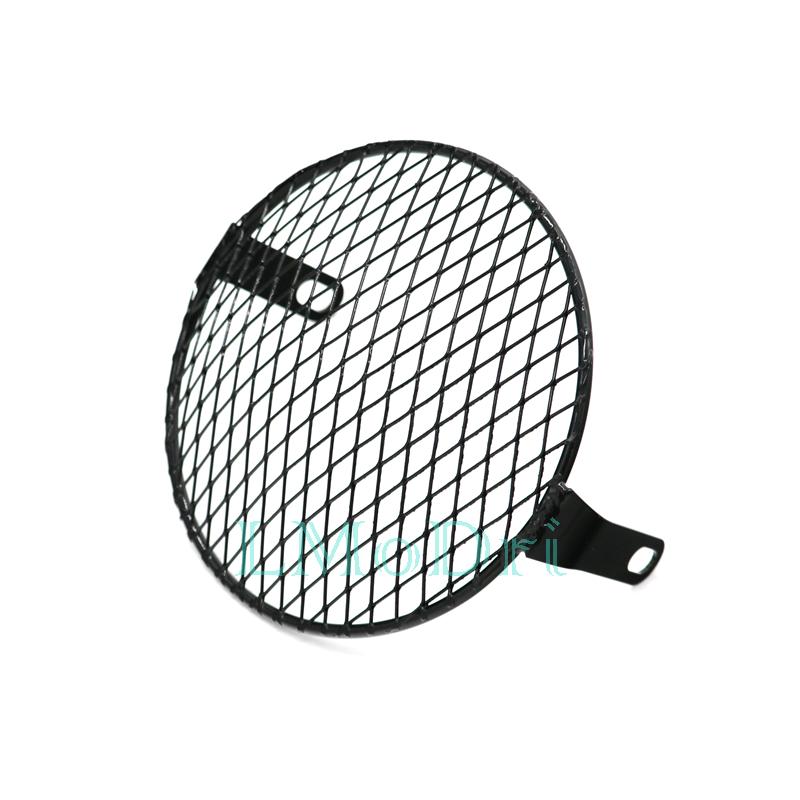 LMoDri Universal Motorrad Front Scheinwerfer Abdeckung Mesh Grille Lampenschirm Mesh Grill Maske Schutz Retro Gitter Stahl