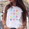 Women T-shirts Love Trend Style Dog Paw Cartoon Animal Pet 90s Summer Graphic Print Female Stylish T Top Shirt Girl Tee T-Shirt