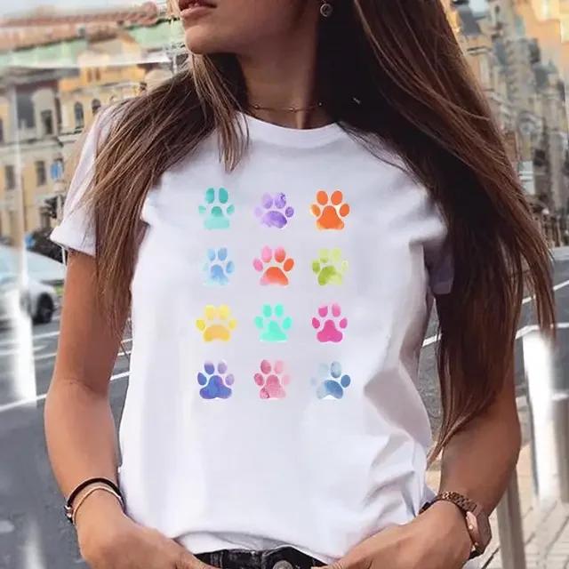 Women T-shirts Love Trend Style Dog Paw Cartoon Animal Pet 90s Summer Graphic Print Female Stylish T Top Shirt Girl Tee T-Shirt