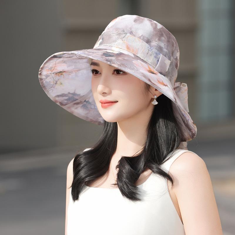 Summer Hat Women's Sunshade Sun Hat Fashion Versatile Lace Bow Summer Outdoor Bucket Hat