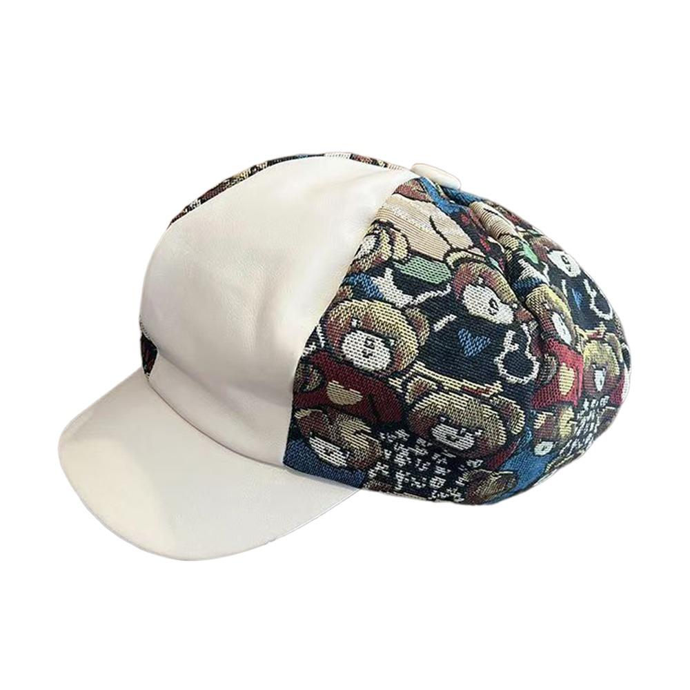 Bear Print Baseball Cap Retro Duckbill Cap Casual Sun Caps