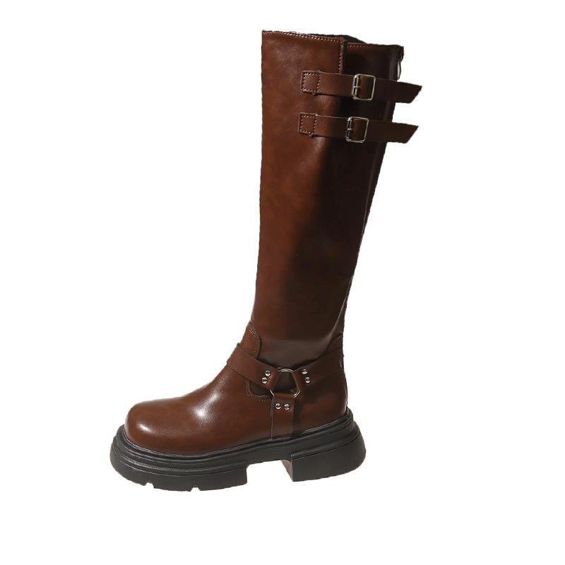 

Коричневые Маленькие Западные Ковбойские Ботинки на Платформе Женские Высокие Ботинки Новые Летние на Толстом Каблуке Узкие Рыцарские Ботинки 40 коричневый