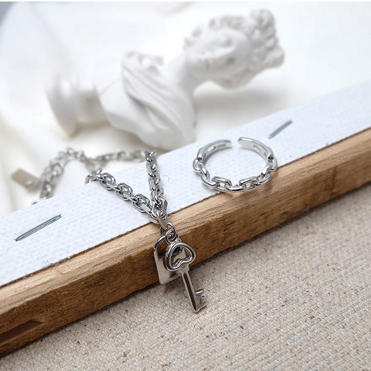 S925 Silver Plated Adjustable Women's Hollow Chain Link Ring