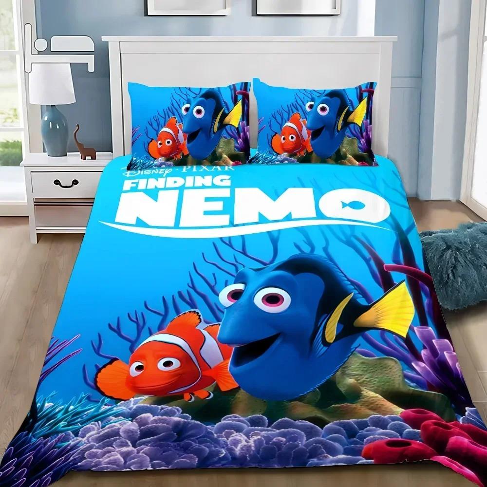 Cartoon Duvet Cover Pillowcase Bedding Set Finding NemoS Adult Boy Girl Bedroom Decoration Children Single Double Large Size