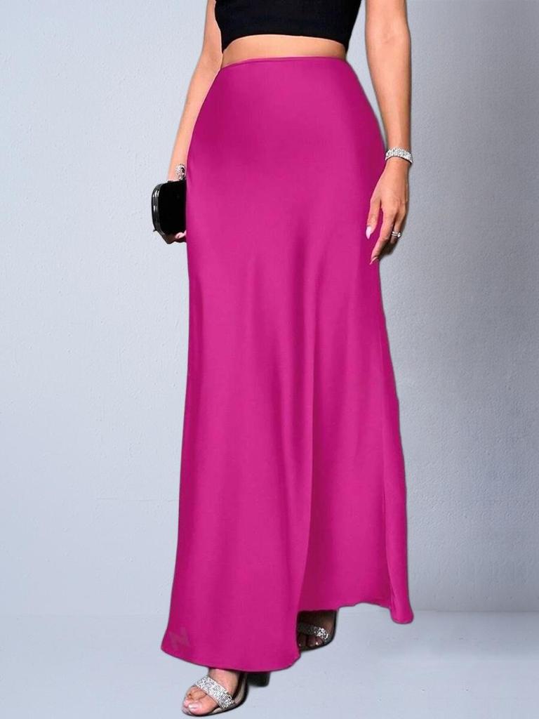 European & American Women's Imitation Silk Long Skirt, 2025 Spring/Autumn Collection