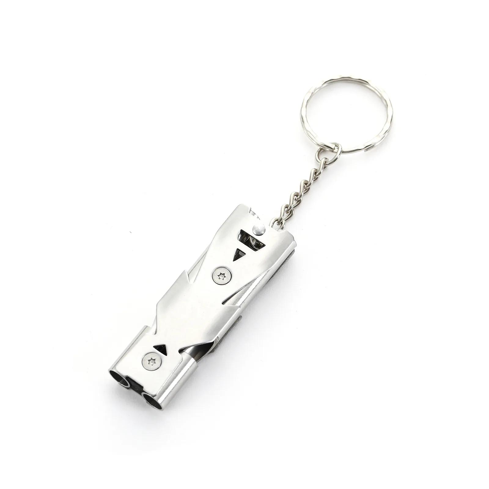 

Multi Functional Dual Whistle Pendant Keychain High Decibel Portable Outdoor Survival Emergency Camping Tool Multifunctional