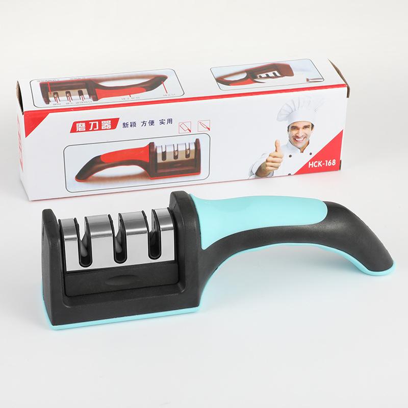 Dreistufiger Messerschärfer, Haushalts-Wolframstahl-Schärfwerkzeug, schnelles Schärfen von Scheren, Schleifstein