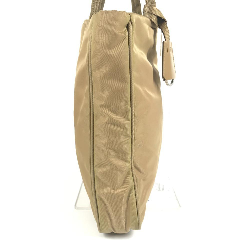 PRADA B9223 triangle logo Vertical Tote Bag Shoulder Bag Nylon Beige