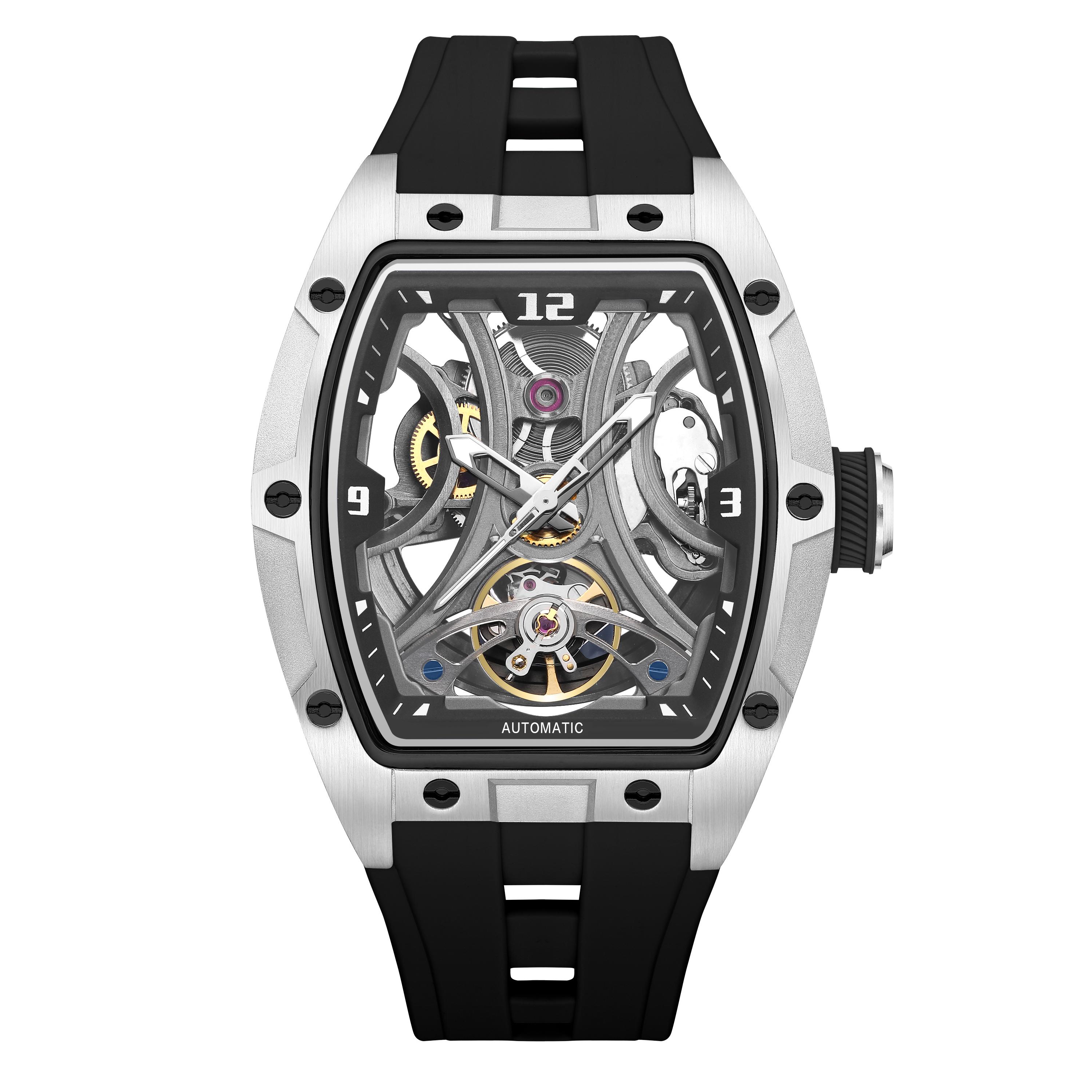 

Megir Бренд Tonneau Скелетонизированный Циферблат Автоматические Мужские Часы Водонепроницаемые Люминесцентные Спортивные Механические Деловые Наручные Часы Подарок для Мужчины 2245 серебряный/чёрный