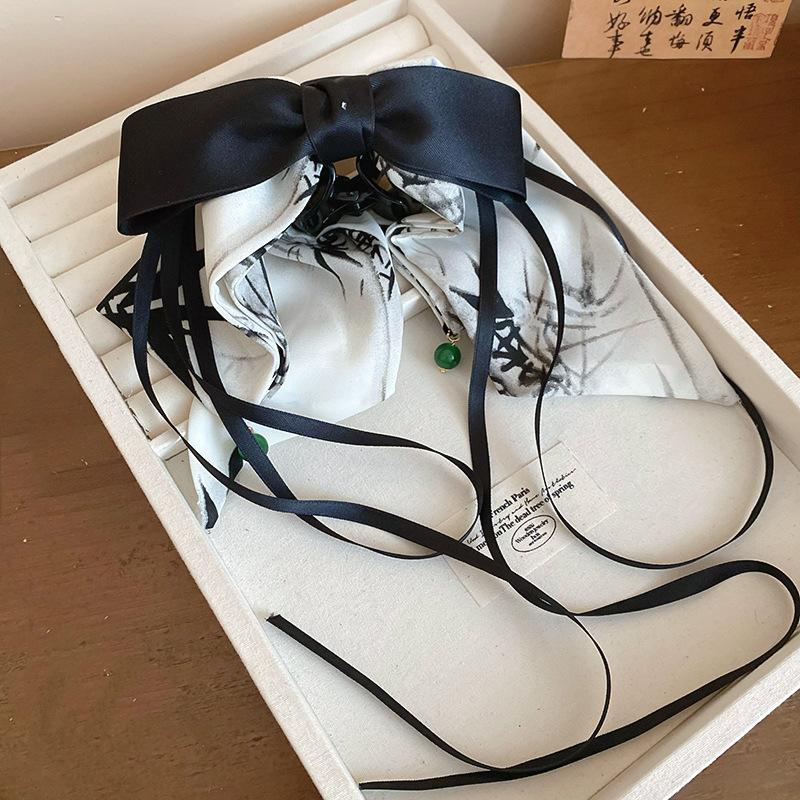 

Тканевый бант-стример, шпилька для волос с глазурованными бусинами, новая китайская антикварная, заколка-краб для затылка, Гочао, интернет-знаменитости, те же аксессуары для волос