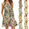 Robe de plage tendance pour femme, sans manches, col rond, imprimé floral