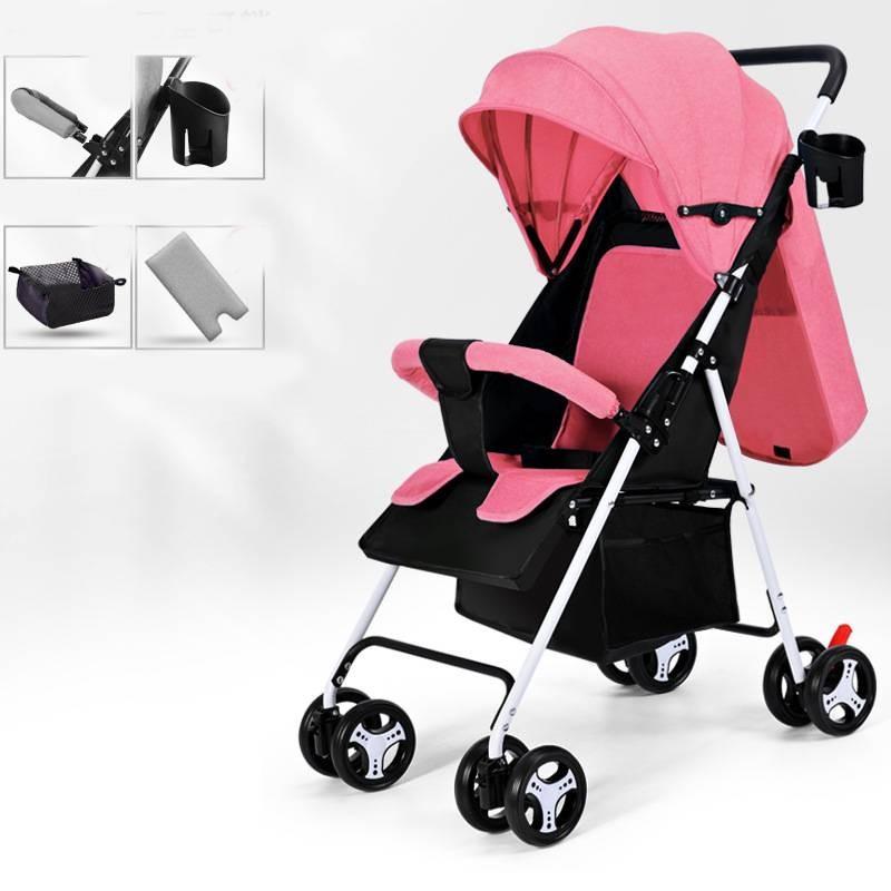 Baby Bærbar Barnevogn Sitte Eller Ligge Sammenleggbar Trille Justerbar Ryggstøtte