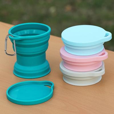 Tragbarer, einziehbarer Klappbecher aus Silikon für den Außenbereich mit Deckel, Kaffee-Handbecher, Camp-Picknick, Wandern, Mini-Wasserglas, Trinkgeschirr