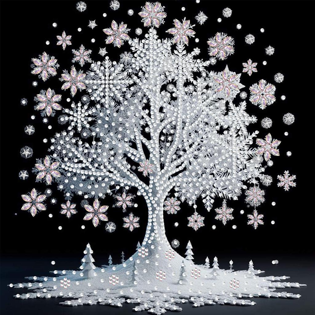 Winter Tree Special Shaped 5D DIY Partial Drill Gem Art Diamond Painting Kits for Adults/Beginners Gift Idea Home Decor 30x30cm