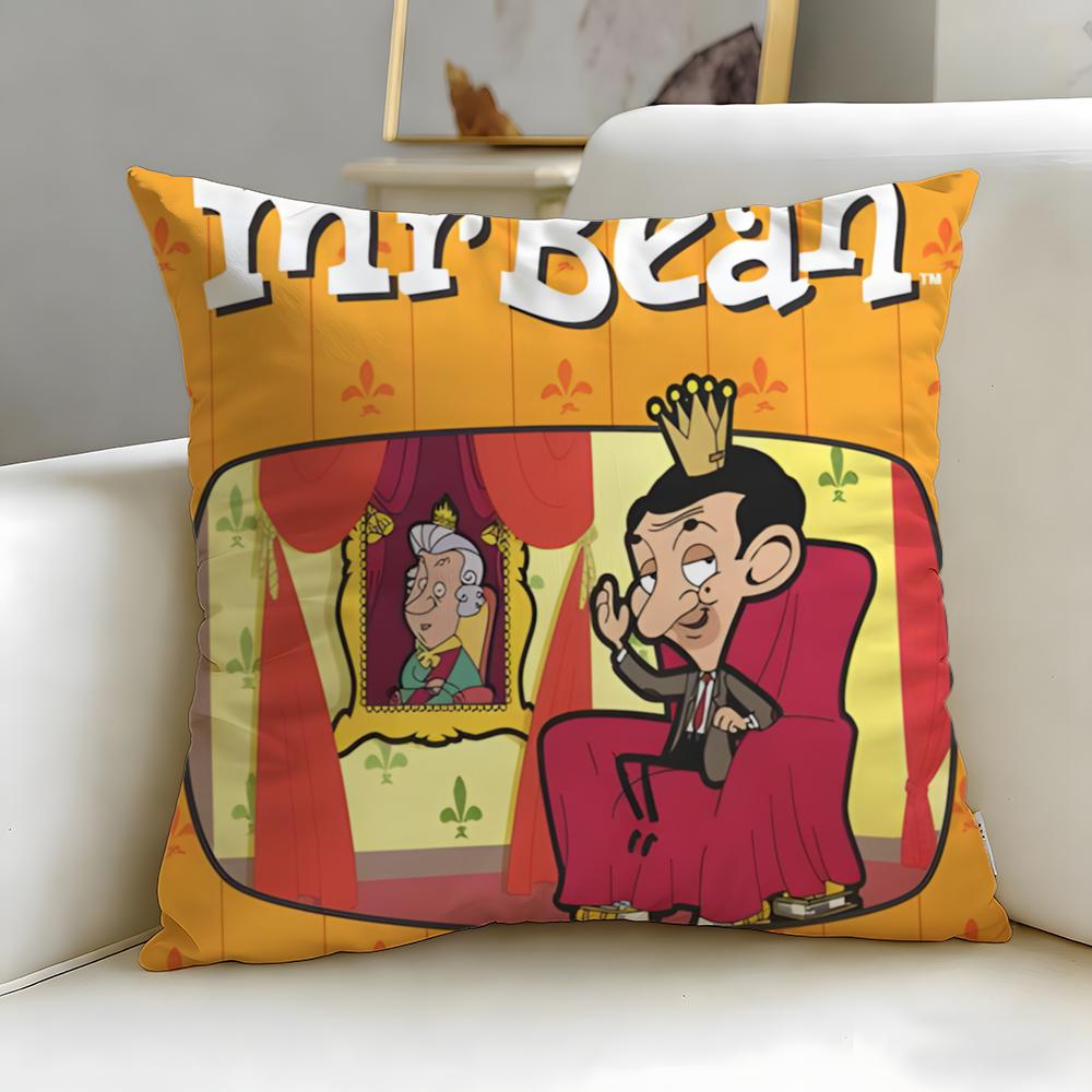 Classic Comedy Character Mr. Bean Cushion Cover Soft & Easy-Wash Pillow Case – Versatile for Couch, Bed, Travel and Office