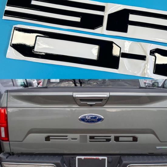 3D Raised Gloss Black Tailgate erts Letters Emblems fit for F-150 2018-
