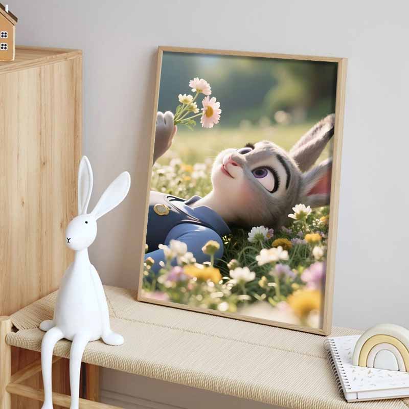 Disney 5D DIY Diamond Painting Zootopia Healing Illustration Cartoon Full Diamond Mosaic Diamond Painting Art Wall Decoration Craft Set